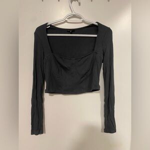 Dynamite Dark Green Long Sleeve Crop Top - L